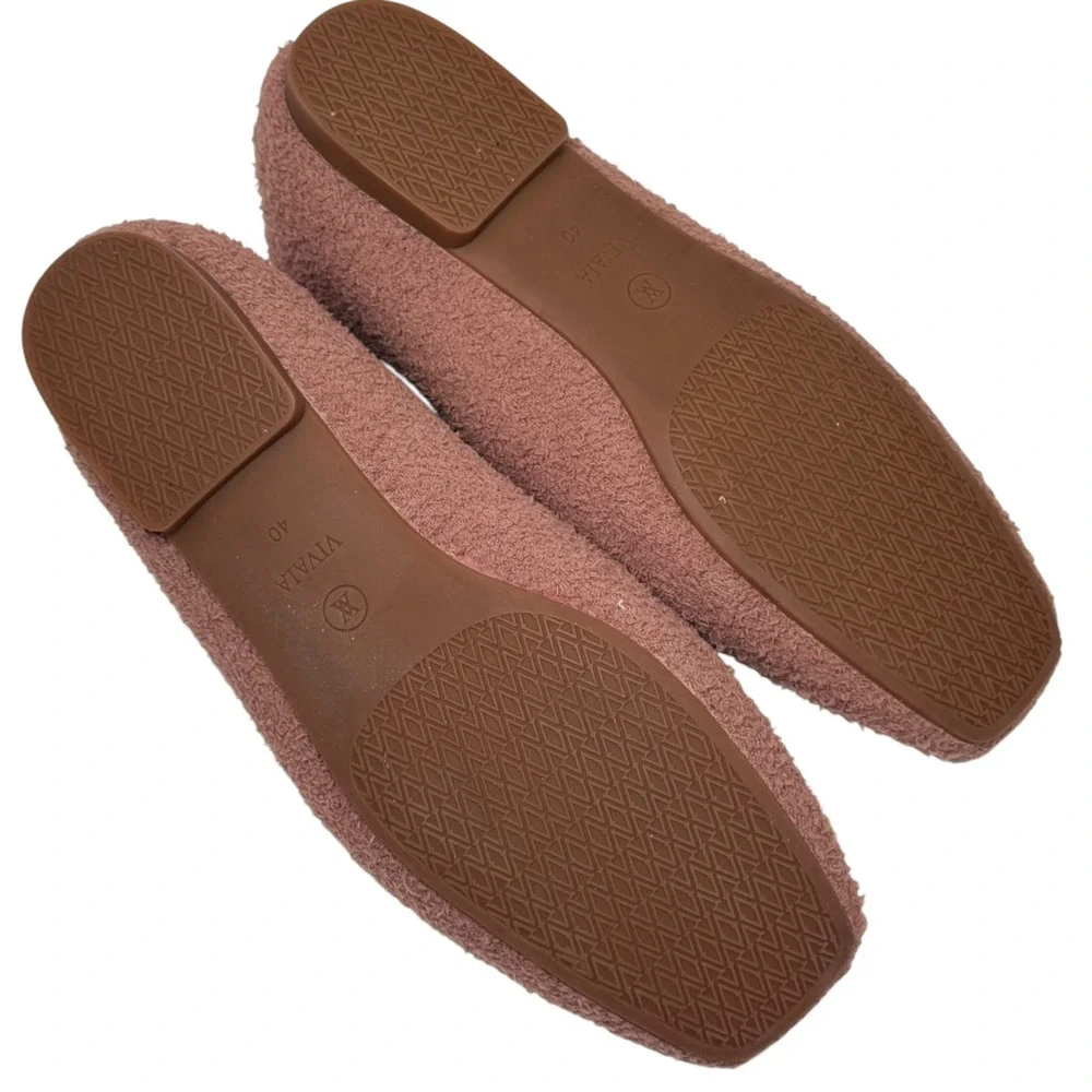 VIVAIA Samantha Terry Knit Loafers Nutmeg Teddy Bear Flats Women's 40/9.5‎